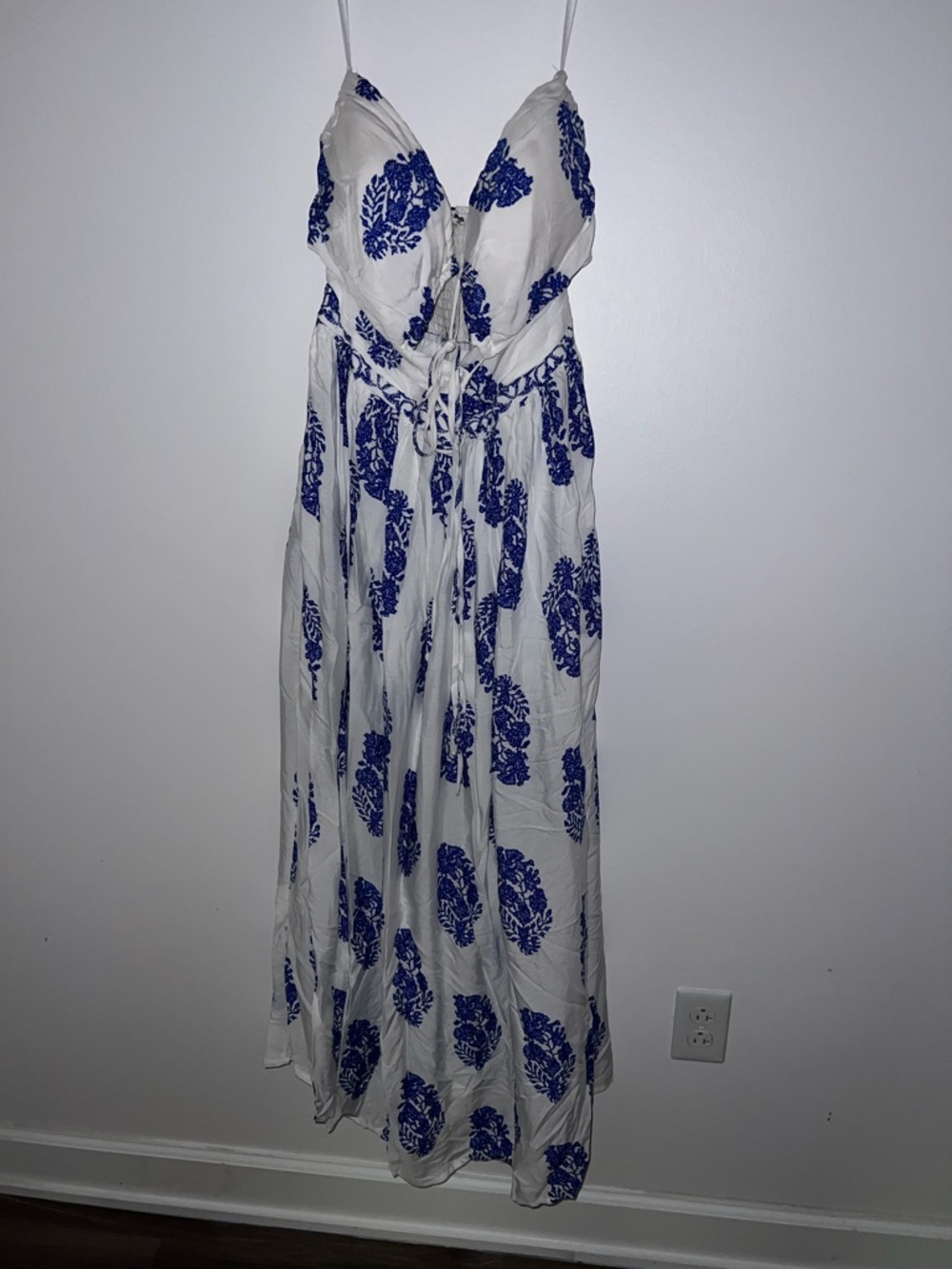White and Blue Maxi Dress
